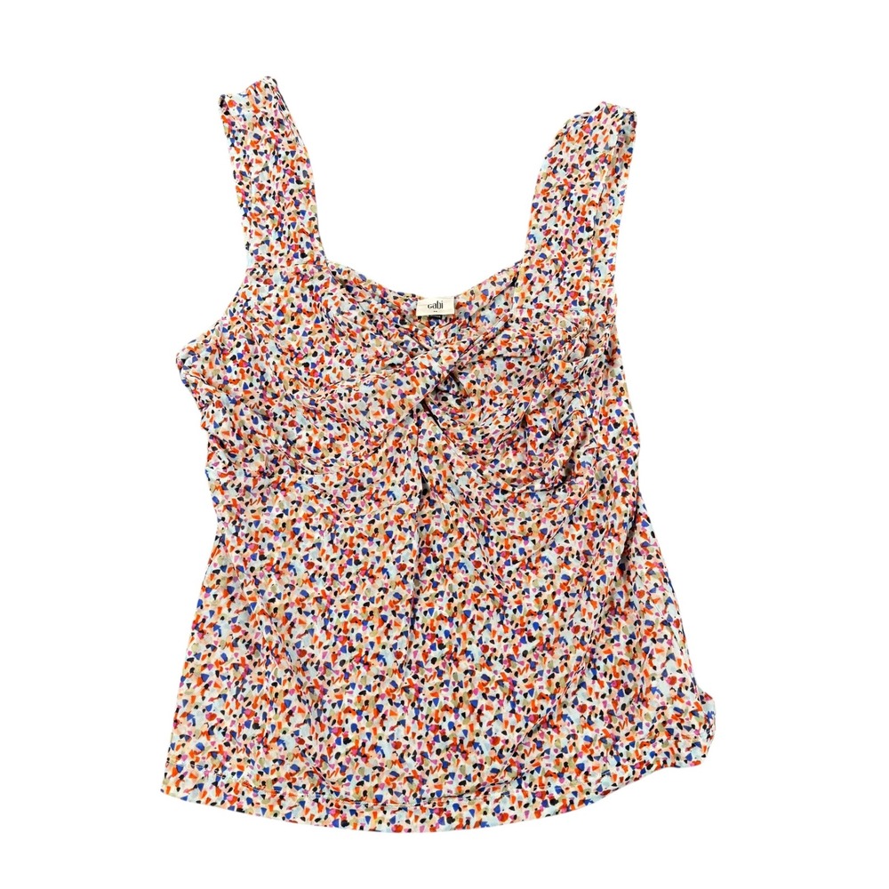 Cabi Twist Top Womens Medium Multicolor Confetti Abstract Mesh‎ Tank 701